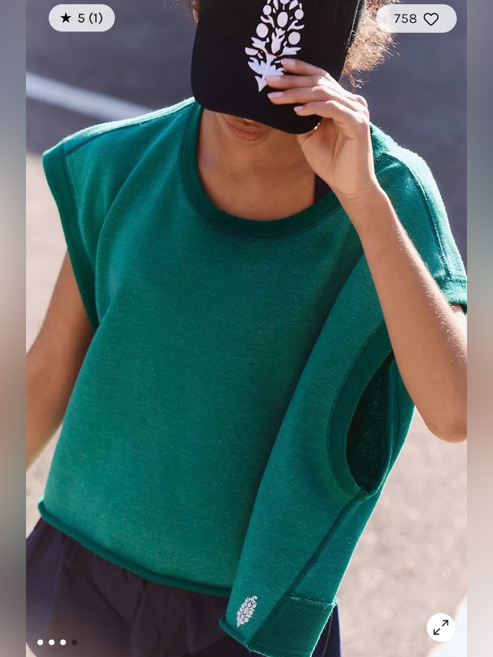 Free People My Time Terry Tee. NWT. Green